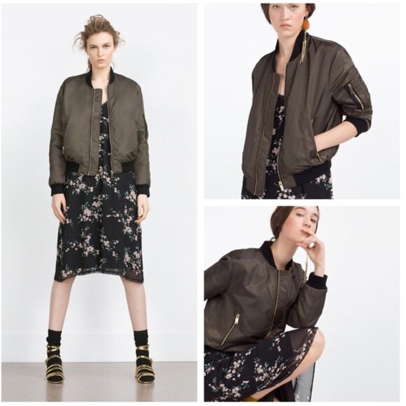 ZARA Quilted Bomber Jacket L - Picture 1 of 8